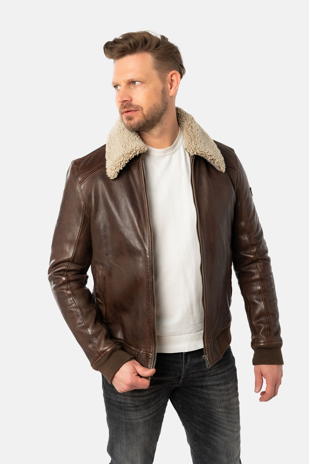 MUŠKARCI - Kožne jakne - Mauritius Brovig kožna jakna - Smeđa