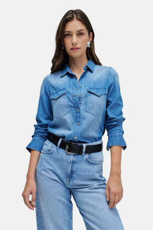 ŽENE - Košulje i bluze - Salsa traper košulja - Dugi rukav - Plava