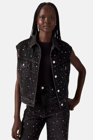 ŽENE - Jakne i kaputi - Levi's Shrunken '90s traper prsluk - Prsluci - Crna