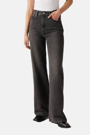 ŽENE - Traperice - Levi's Ribcage Wide Leg traperice - Crna - Straight