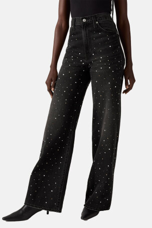 ŽENE - Traperice - Levi's Ribcage Wide Leg traperice - Crna - Fashion straight