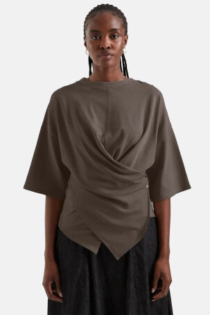 ŽENE - Košulje i bluze - Topshop Tsbetja SS wrap bluza - Dugi rukav - Smeđa