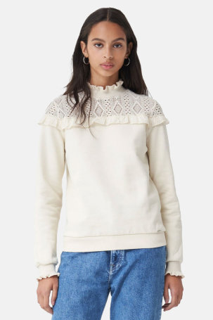 Sweatshirt s čipkom bijeli JZ22