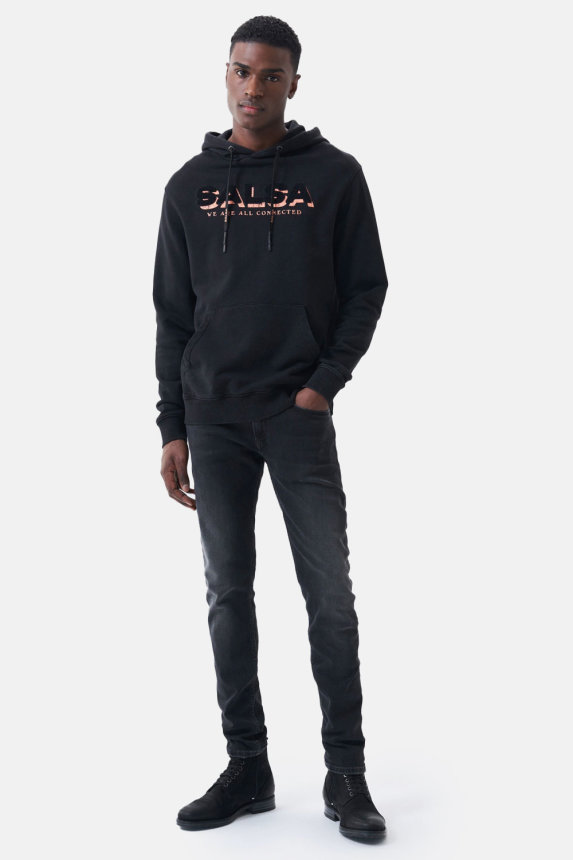 Majica hoodie frotir crna SS22