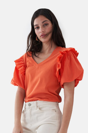 Majica puff rukavi narančasta SS22