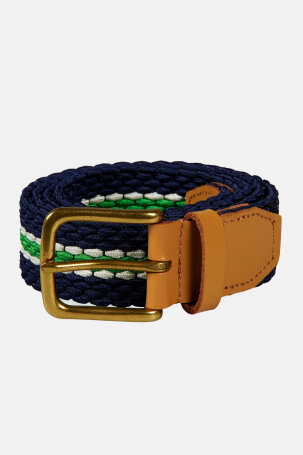 Leather trimmed elasticated cord belt