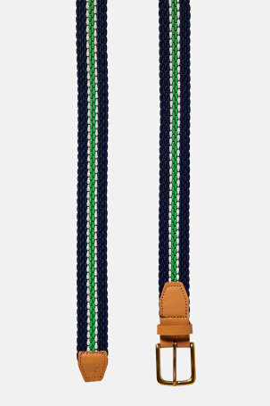 Leather trimmed elasticated cord belt