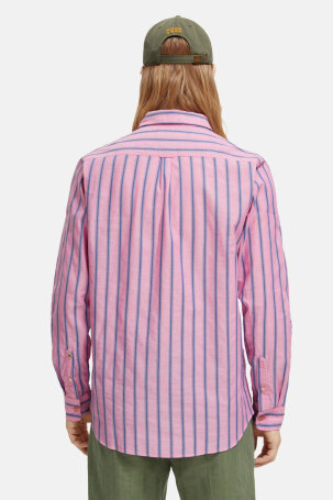 Double-face stripe shirt with sleeve rol