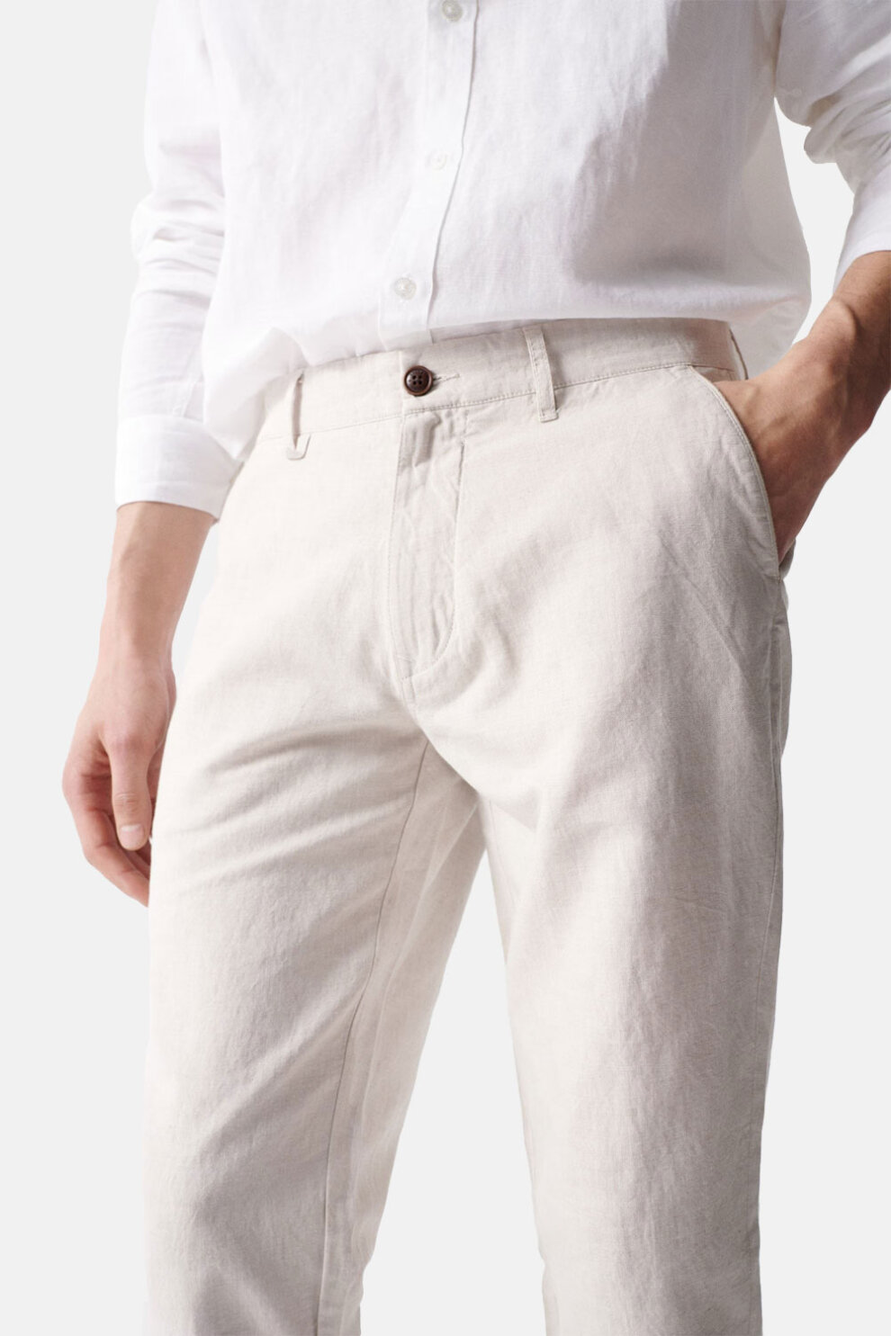 MUŠKARCI - Hlače - Salsa lanene hlače - Duge hlače - Bijela